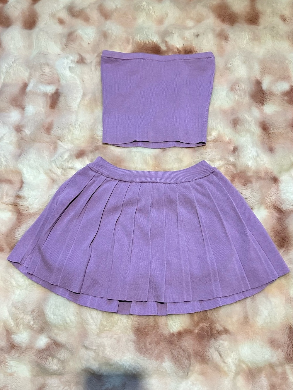Lilac Pleated Skirt with Matching Tube Top Set